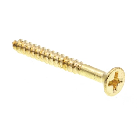 Wood Screw, Flat Head, Phillips Drive #6 X 1-1/4in Solid Brass 25PK